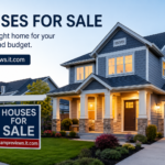 Houses for sale in a residential neighborhood