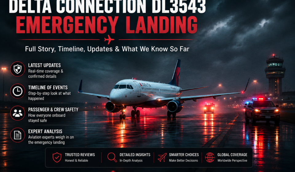 Delta Connection DL3543 aircraft during an emergency return and landing.