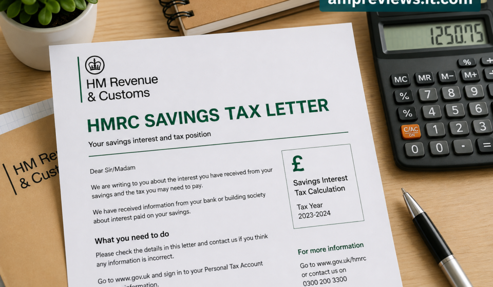 HMRC savings tax letter showing information about savings interest and tax