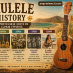 Ukulele history showing a traditional ukulele and its Hawaiian musical heritage.