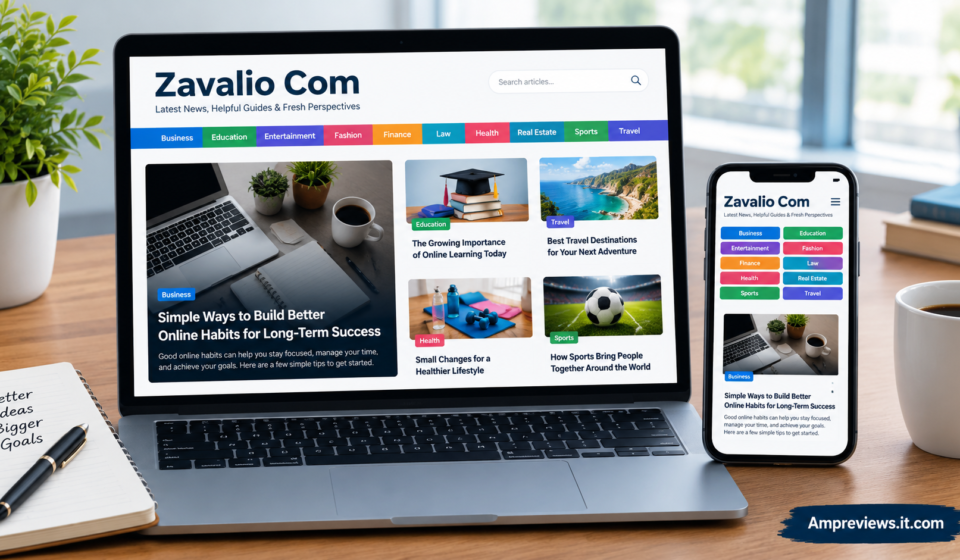 Zavalio com website and online platform interface guide