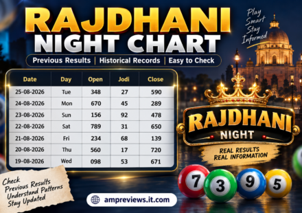 Rajdhani Night Chart showing previous results and historical number records