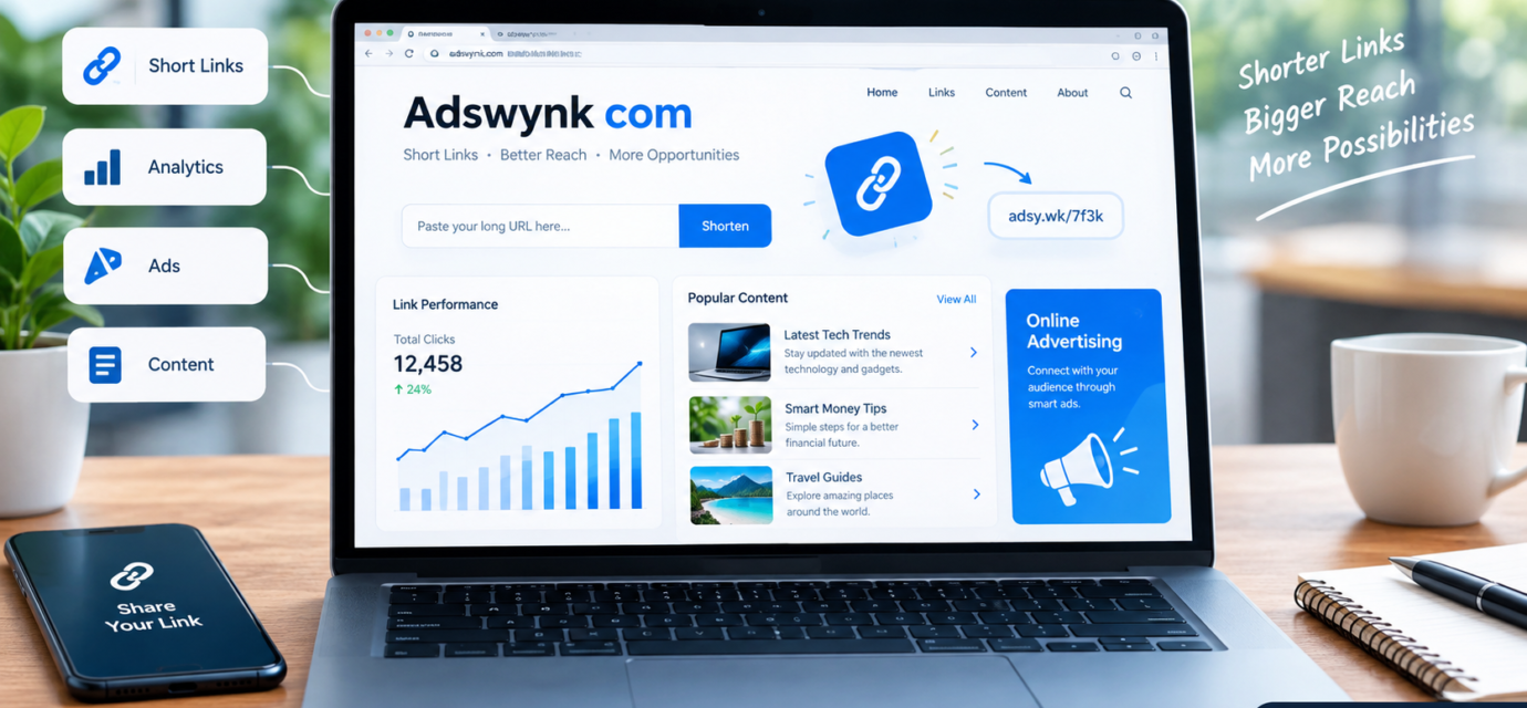 Adswynk com platform guide for link shortening, online advertising, and digital users.