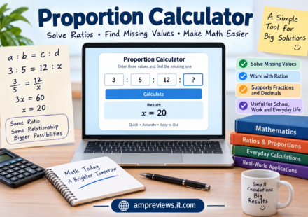 Proportion calculator showing a ratio and missing value calculation.