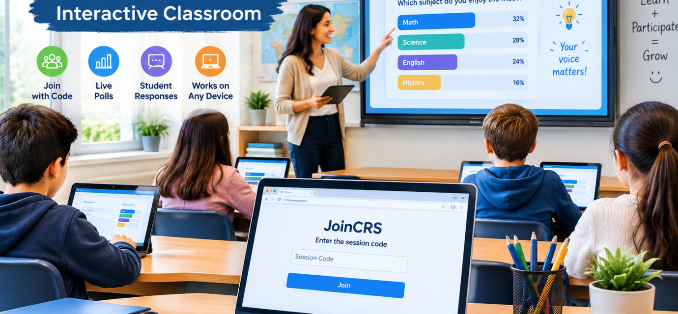 Joincrs com student portal for accessing interactive Classroomscreen classroom activities