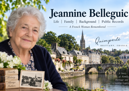 Jeannine Belleguic life, family background, and connection to Quimperlé, France.