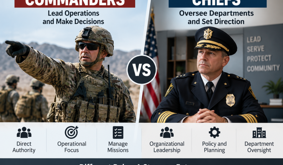 Commanders vs Chiefs comparison showing differences in leadership, authority, responsibilities, and decision-making